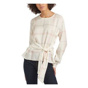 BARBOUR Womens Ivory Printed Crew Neck Wear To Work Top 6